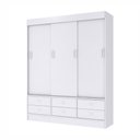 Ver imagem 1 de Roupeiro Casal Percasa 3 Portas Correr 6 Gavetas 172,5cm MDP Branco Corrediças Telescópicas