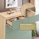 Ver imagem 4 de Aparador para Sala de Estar com 5 Gavetas Compacta Marrom/Verde/Amêndoa