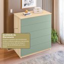 Ver imagem 7 de Aparador para Sala de Estar com 5 Gavetas Compacta Marrom/Verde/Amêndoa