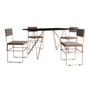 Ver imagem 6 de Mesa Jantar Industrial Trama 1,40x0,80m Preta com 4 Cadeiras Estofadas Vitória Bege e Cobre Marrom