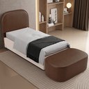 Ver imagem 2 de Cabeceira Cama Box 100cm Lanna com Puff Recamier Doha W01 Couríssimo Marrom - Lyam Decor