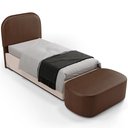 Ver imagem 1 de Cabeceira Cama Box 100cm Lanna com Puff Recamier Doha W01 Couríssimo Marrom - Lyam Decor
