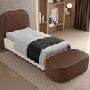 Ver imagem 5 de Cabeceira Cama Box 100cm Lanna com Puff Recamier Doha W01 Couríssimo Marrom - Lyam Decor