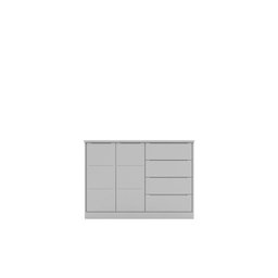 Jogo de Quarto Pérola com Guarda Roupa 3 Portas e 4 Gavetas + Cômoda 2 Portas e 4 Gavetas - Cinza - 6