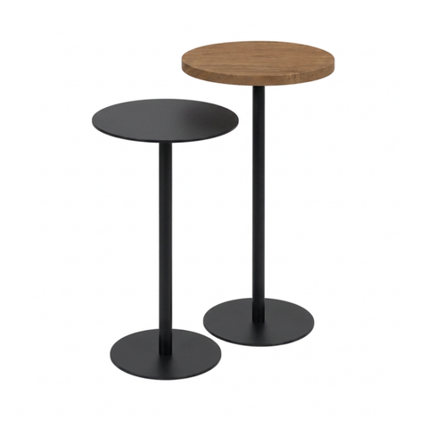 Conjunto Mesas de Apoio Redondas MDF Cor:Pretoemarrom