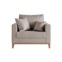 Ver imagem 4 de Kit 2 Poltronas Beny Decorativa com 2 Almofadas Linho Bege Base em Madeira Maciça