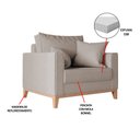 Ver imagem 5 de Kit 2 Poltronas Beny Decorativa com 2 Almofadas Linho Bege Base em Madeira Maciça