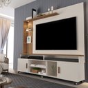 Ver imagem 1 de Estante Ripado para TV até 65 Polegadas com LED 180CMX187CM e Rodízios Ocean Bege