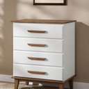Ver imagem 1 de Cômoda 4 Gavetas 100% Madeira Maciça Pinus Branco/Castanho