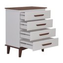 Ver imagem 5 de Cômoda 4 Gavetas 100% Madeira Maciça Pinus Branco/Castanho