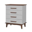 Ver imagem 2 de Cômoda 4 Gavetas 100% Madeira Maciça Pinus Branco/Castanho