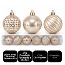 Ver imagem 5 de Kit 6 Bolas de Natal Champanhe 8cm Mix Perolada Fosca e Facetada Prime