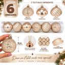 Ver imagem 2 de Kit 6 Bolas de Natal Champanhe 8cm Mix Perolada Fosca e Facetada Prime