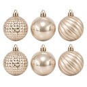 Ver imagem 1 de Kit 6 Bolas de Natal Champanhe 8cm Mix Perolada Fosca e Facetada Prime