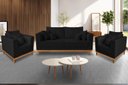 Ver imagem 2 de Kit Sofá 3 Lugares e 2 Poltronas Beny Viena Suede Preto - Madeira Prima Deccor