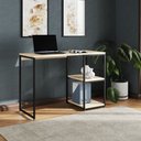 Ver imagem 2 de Mesa Escritório Berlim Industrial com Prateleira Ferro Preto Tampo 110x46 Off White
