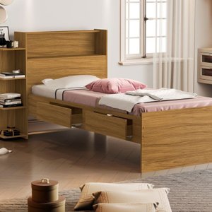 Cama Solteiro Baú com 2 Gavetas Isa