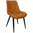 Ver imagem 2 de Kit 4 Cadeiras Romana Provence Poltrona Estofada Pu Vintage Retro Pés Preto - Caramelo