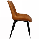 Ver imagem 4 de Kit 4 Cadeiras Romana Provence Poltrona Estofada Pu Vintage Retro Pés Preto - Caramelo