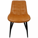 Ver imagem 3 de Kit 4 Cadeiras Romana Provence Poltrona Estofada Pu Vintage Retro Pés Preto - Caramelo