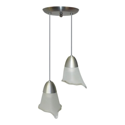 Luminária Pendente Duplo Com 02 Vidros Modelo Tulipa Flor - 02 Juntos na mesma base