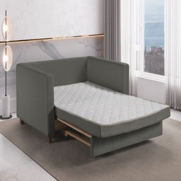 Sofa Cama Frisa Colchao Casal Pes de Madeira Talento Móveis - 3