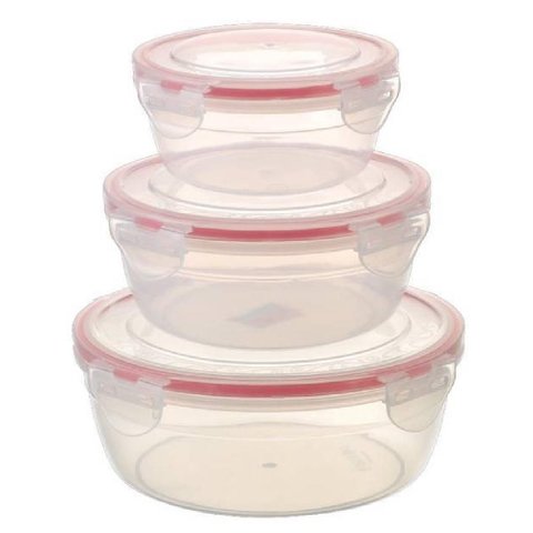 Kit 3 Potes Herméticos Redondos com Tampa de Silicone