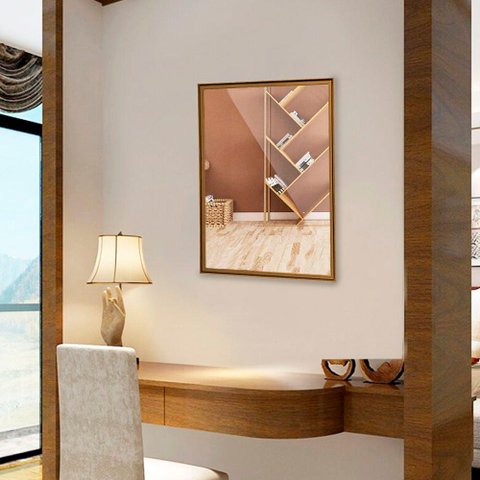 Espelho Decorativo com Moldura Dupla Empório do Adesivo Moldura Madeira 120 X 80cm