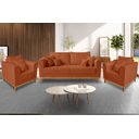 Ver imagem 2 de Kit Sofá 3 Lugares e 2 Poltronas Beny Viena Suede Terracota - Madeira Prima Deccor
