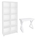 Ver imagem 1 de Mesa Escrivaninha 90cm Veneti e Estante Livreiro 90x187cm Lean A06 Branco - Mpozenato