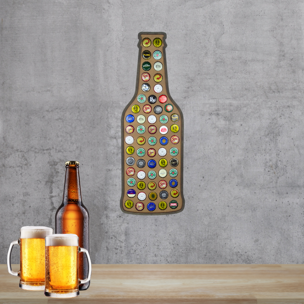 Garrafa Porta Tampinha Cerveja em Mdf Quadro Decorativo - 2