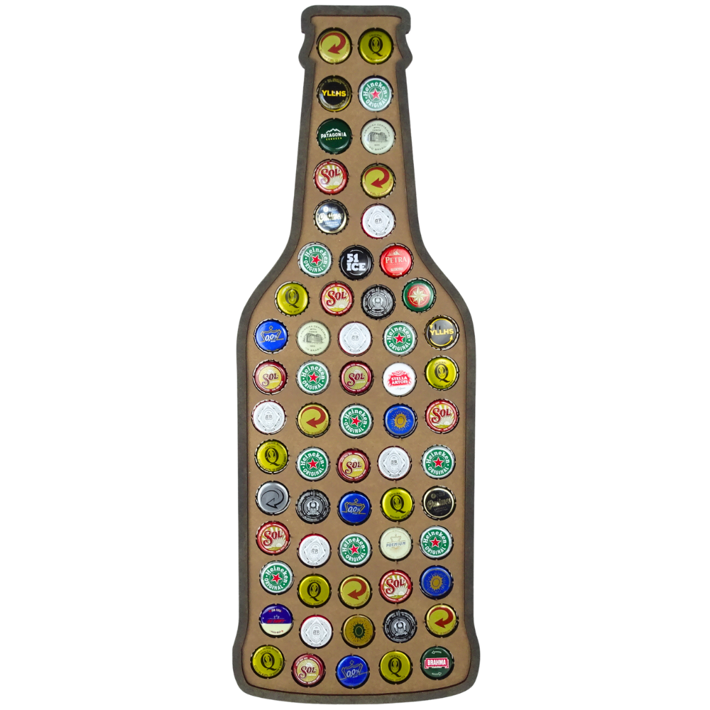 Garrafa Porta Tampinha Cerveja em Mdf Quadro Decorativo - 1