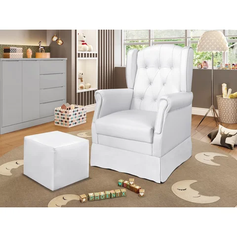 Poltrona de Amamentação Balanço e Puff Letícia