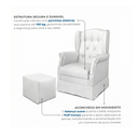 Ver imagem 4 de Poltrona de Amamentação Balanço com Puff em Corino Branco Leticia