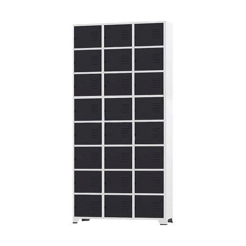 Armário Roupeiro de Aço 24 Portas para Vestiário Academia Locker Preto com Chave