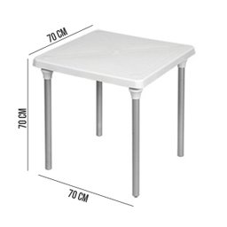 Mesa Plástica Quadrada com Pé em Alumínio Desmontável Cores - 2 Mesa Plástica Quadrada com Pé em Alumínio Desmontável Cores - 2