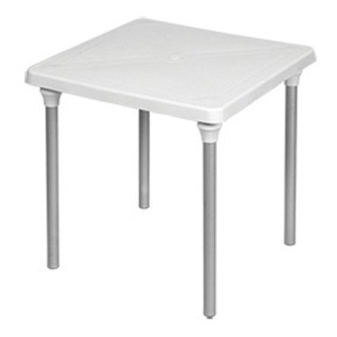 Mesa Plástica Quadrada com Pé em Alumínio Desmontável Cores