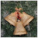 Ver imagem 1 de Kit 6 Enfeite Pendente Decoração Natalina Sino Dourado 30cm