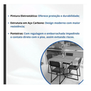 Ver imagem 4 de Conjunto Mesa de Jantar Quadrada Branca 4 Cadeiras Estofado Riviera Industrial Branco