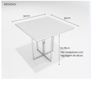 Ver imagem 2 de Conjunto Mesa de Jantar Quadrada Branca 4 Cadeiras Estofado Riviera Industrial Branco