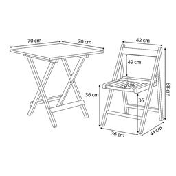 Conjunto Mesa Dobrável 70x70 Tampo Mdf e 02 Cadeiras Dobrável Retrátil:preto - 4