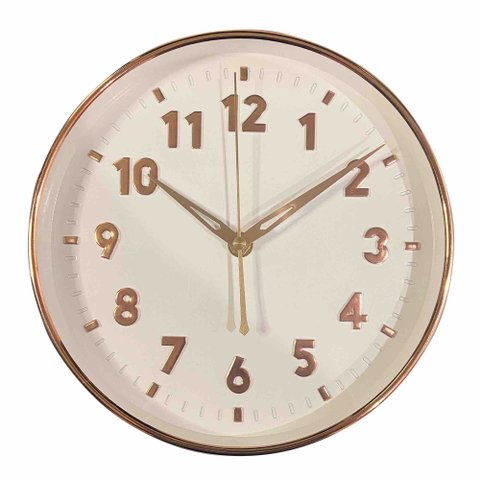 Relógio de Parede Redondo Branco e Gold 23 cm | Casa Del Grande