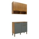 Ver imagem 2 de Cozinha Modulada Compacta 100% MDF 2 Peças 4 Portas 1 Gaveta Viena Espresso Móveis Cinza/Canela/Platina