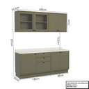 Ver imagem 3 de Cozinha Compacta Modulada 7 Portas 3 Gavetas 100% MDF sem Tampo Sevilha Verde/Hill