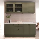 Ver imagem 4 de Cozinha Compacta Modulada 7 Portas 3 Gavetas 100% MDF sem Tampo Sevilha Verde/Hill