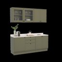 Ver imagem 2 de Cozinha Compacta Modulada 7 Portas 3 Gavetas 100% MDF sem Tampo Sevilha Verde/Hill