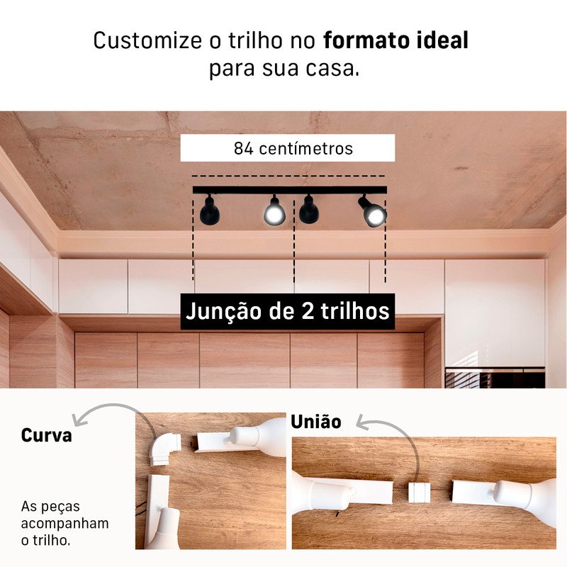 Luminária Trilho Spot Duplo 2 Lâmpadas E-27 Cor:preto - 3