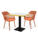 Ver imagem 1 de Conjunto Mesa de Jantar Quadrada Venezia 70x70cm Branca com 2 Cadeiras Estofadas Marcela - Marrom
