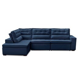 Sofá de Canto Retrátil e Reclinável com Molas 3,00x2,00 Esq Virginia Suede Azul Adonai Estofados - 2