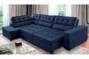 Ver imagem 1 de Sofá de Canto Retrátil e Reclinável com Molas 3,00x2,00 Esq Virginia Suede Azul Adonai Estofados